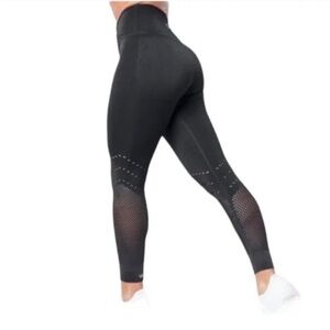 NWT Shefit V-Cut Waist Laser Cut Black Tights